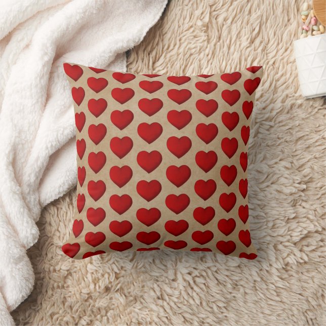 Rustic Red Heart Pattern Valentijnsdag Kussen (Deken)