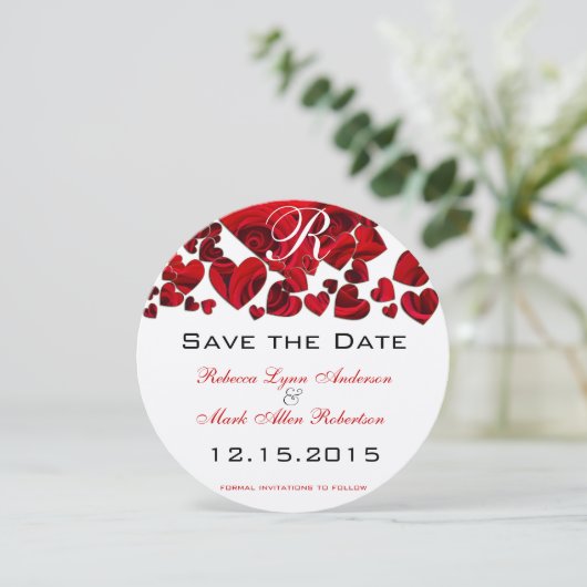 Rustic Red Heart Rozen Wedding Save the Date (Staand voorkant)