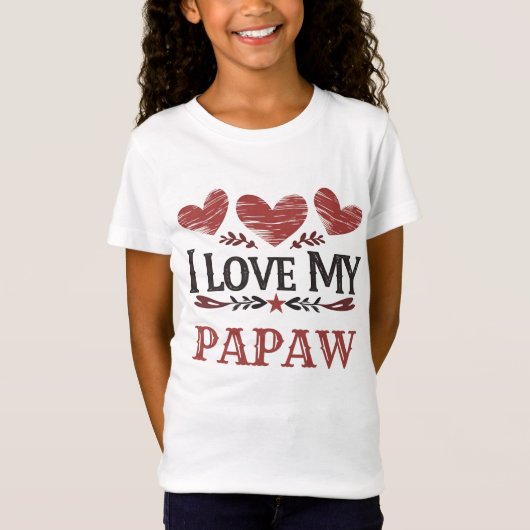 Rustic Red Hearts: "Ik hou van mijn papa" T-shirt (Voorkant)