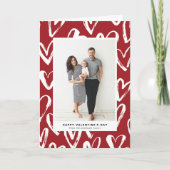 Rustic Red Hearts Pattern Happy Valentine's Day Feestdagen Kaart (Voorkant)