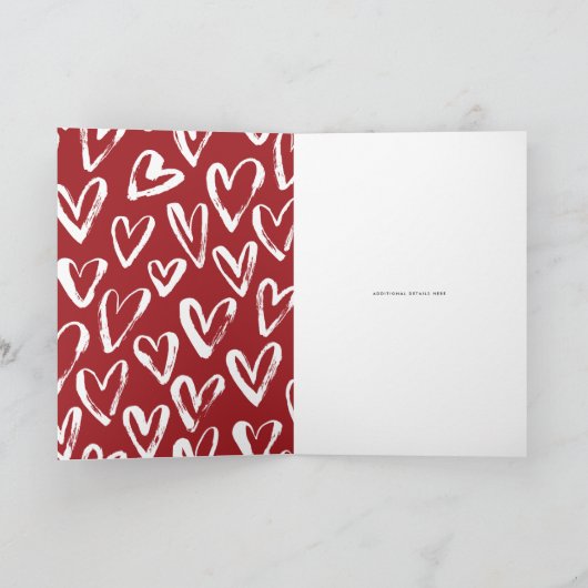 Rustic Red Hearts Pattern Happy Valentine's Day Feestdagen Kaart (Binnen)