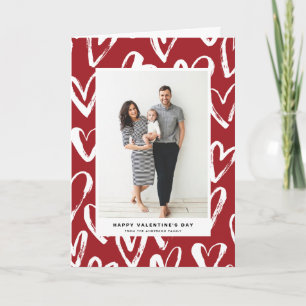 Rustic Red Hearts Pattern Happy Valentine's Day Feestdagen Kaart