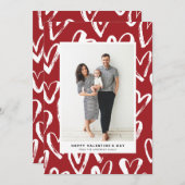 Rustic Red Hearts Pattern Happy Valentine's Day Feestdagenkaart (Voorkant / Achterkant)