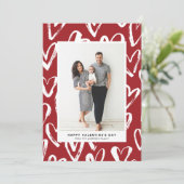 Rustic Red Hearts Pattern Happy Valentine's Day Feestdagenkaart (Staand voorkant)