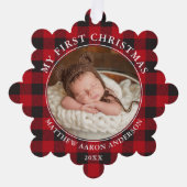 Rustic Red heeft mijn eerste kerstfoto gemaakt Ornament Kaart (Voorkant)