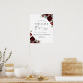 Rustic Red Herfst Floral Wedding Unplugged Ceremon Poster (Keuken)