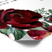 Rustic Red Herfst Floral Wedding Unplugged Ceremon Poster (Hoek)