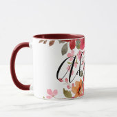 Rustic Red Herfst Flowers Waterverf Floral toevoeg Mok (Links)