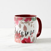 Rustic Red Herfst Flowers Waterverf Floral toevoeg Mok (Voorkant rechts)