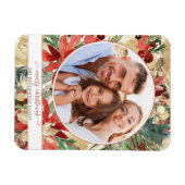 Rustic Red Holiday Floral kerstfoto Magnet Magneet (Horizontaal)