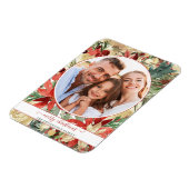 Rustic Red Holiday Floral kerstfoto Magnet Magneet (Linkerzijde)