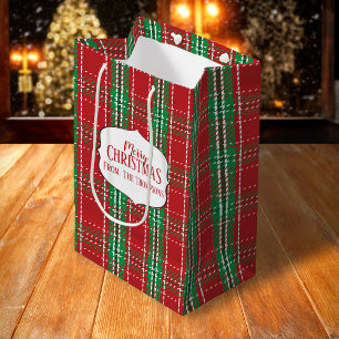 Rustic Red Holiday Tartan Pset Kerstpatroon Medium Cadeauzakje