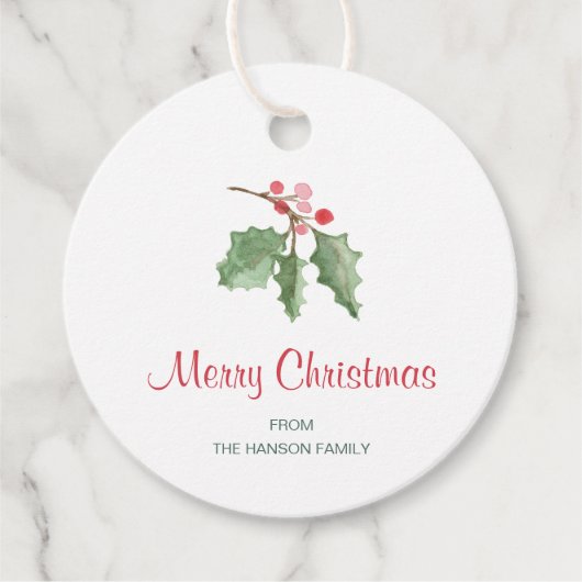 Rustic Red Holly Berry kerst Bedankjes Labels (Voorkant)
