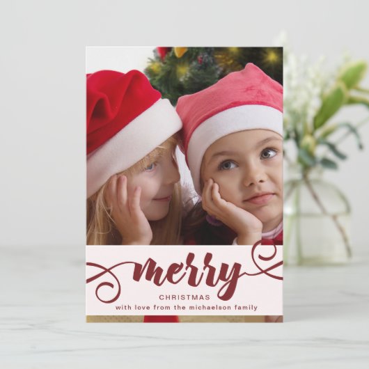 Rustic Red Holly met kerstfeestdag Kaart (Staand voorkant)