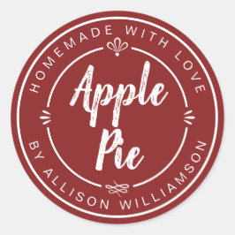 Rustic Red Homemade Apple Pie Ronde Sticker