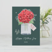 Rustic Red Hydrangea Flower Happy Moederdag Kaart (Staand voorkant)