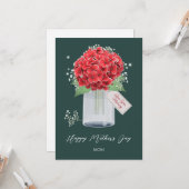 Rustic Red Hydrangea Flower Happy Moederdag Kaart (Voorkant / Achterkant in situ)