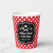 Rustic Red I Do BBQ Aangepaste Trouw Monogram Papieren Bekers (Voorkant)