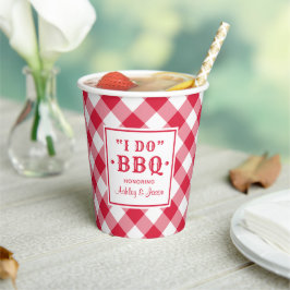 Rustic Red I Do BBQ Aangepaste Trouw Monogram Papieren Bekers