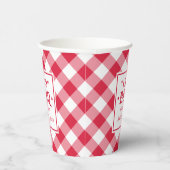 Rustic Red I Do BBQ Aangepaste Trouw Monogram Papieren Bekers (Rechts)