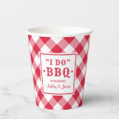 Rustic Red I Do BBQ Aangepaste Trouw Monogram Papieren Bekers (Voorkant)