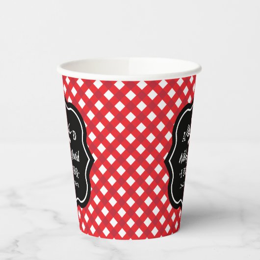 Rustic Red I Do BBQ Custom Wedding Monogram Papieren Bekers (Links)