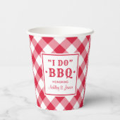 Rustic Red I Do BBQ Custom Wedding Monogram Papieren Bekers (Achterkant)