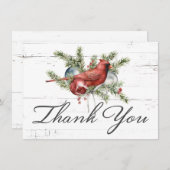 Rustic Red Kardinaal Waterverf Holiday Bedankkaart (Voorkant / Achterkant)