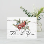 Rustic Red Kardinaal Waterverf Holiday Bedankkaart (Staand voorkant)