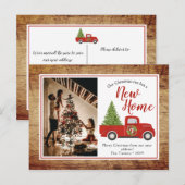 Rustic Red-kerstboomstructuur Nieuw adres verplaat Briefkaart (Voorkant / Achterkant)
