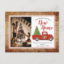 Rustic Red-kerstboomstructuur Nieuw adres verplaat Briefkaart