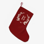 Rustic Red Laurel Wreath Monogram Kleine Kerstsok (Voorkant (Hangend))