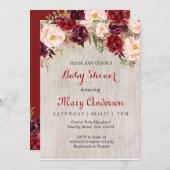 Rustic Red Marsala Baby shower Uitnodiging (Voorkant / Achterkant)