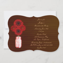 Rustic Red Mason Jar Bachelorette Party nodigt uit Kaart