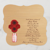 Rustic Red Mason Jar Bridal Shower Kaart (Voorkant / Achterkant)