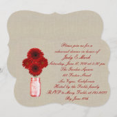 Rustic Red Mason Jar Rehearsal Dinner Invitation Kaart (Voorkant / Achterkant)