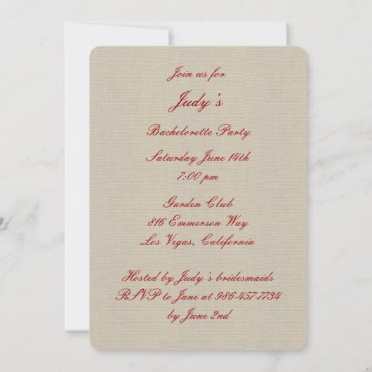 Rustic Red Mason Jars Bachelorette Party nodigt ui Kaart (Achterkant)