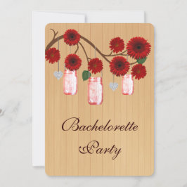 Rustic Red Mason Jars Bachelorette Party nodigt ui Kaart