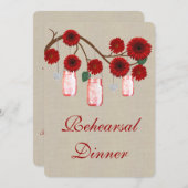 Rustic Red Mason Jars Rehearsal Dinner Invitation Kaart (Voorkant / Achterkant)