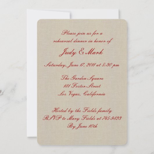 Rustic Red Mason Jars Rehearsal Dinner Invitation Kaart (Achterkant)
