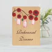 Rustic Red Mason Jars Rehearsal Dinner Invite Kaart (Staand voorkant)