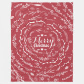 Rustic Red Merry-kerstantler Leaf Pattern Fleece Deken (Voorkant)