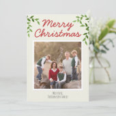 Rustic Red Merry-kerstscript laat 10 foto's achter Feestdagenkaart (Staand voorkant)