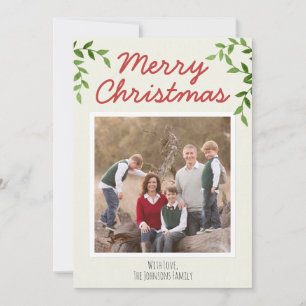 Rustic Red Merry-kerstscript laat 10 foto's achter Feestdagenkaart