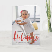 Rustic Red Modern Calligrafie Prettige feestdagen  Kaart (Voorkant)