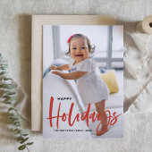 Rustic Red Modern Calligrafie Prettige feestdagen  Kaart