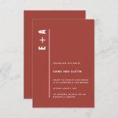 Rustic Red Modern Minimal Bold Initialen Wedding Kaart (Voorkant / Achterkant)
