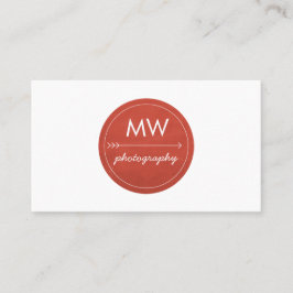 Rustic Red Monogram Cirkel met Pijl Visitekaartje