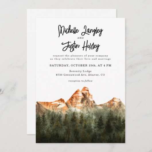 Rustic Red Mountain Wedding Kaart (Voorkant / Achterkant)