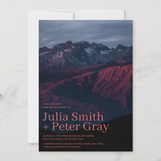 Rustic Red Mountains sparen de datumuitnodiging Kaart (Voorkant)